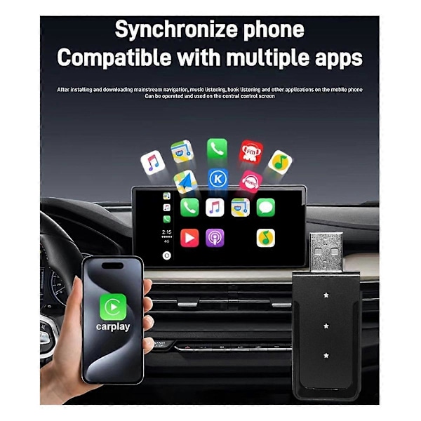 Auton USB Ai Box 2-in-1 Langaton Carplay Android Auto -sovitin Auton Älykäs Ai Box Auton Langallinen CarPlay Wi-Fi:iin