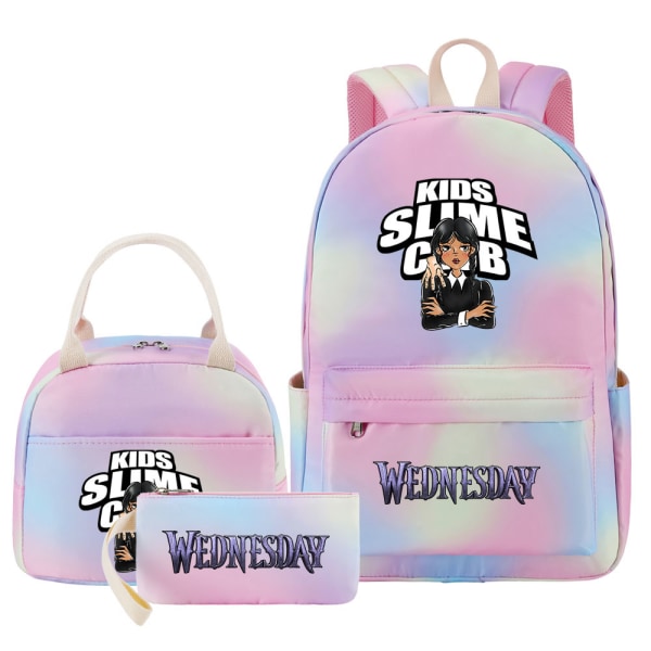 Wednesday Addams 3-delad Ryggsäck Studentväska Black 3pcs set