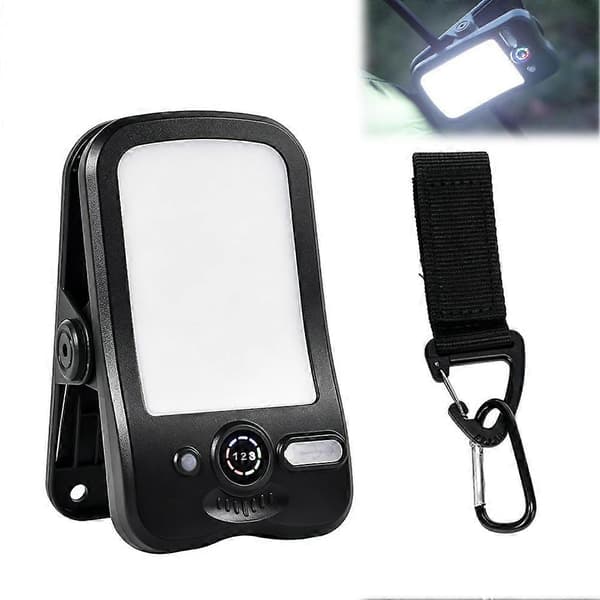 Solar Camping Clip Light - Type C Genopladelig Bærbar Lampe Black