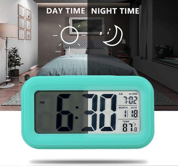 2025 Lämplig Batteridriven Digital Väckarklocka för Sovrum, LCD-Display Sängväckarklocka med Snooze