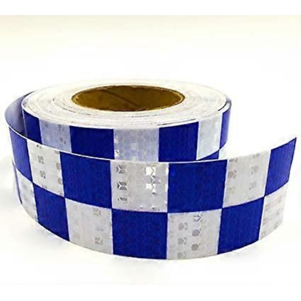 Ruudullinen vedenpitävä heijastava turvavyö (sinivalkoinen 5CM * 25 metriä) vaaravaroitustarra, jossa on korkea näkyvyys ja vahva tarttuva heijastava ro