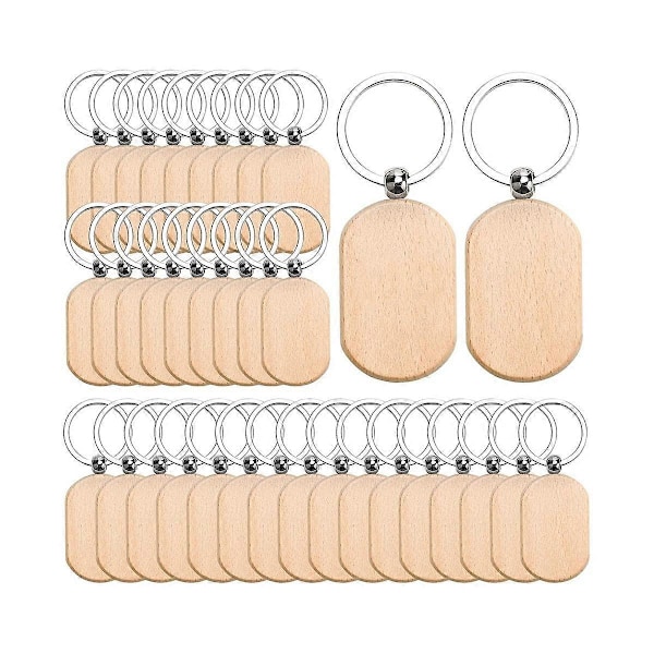 110 stk. Træ Nøglering Blanks, Ufærdige Træ Nøgle Tags, Træ Gravering Blanks Nøglering til - Afrundet