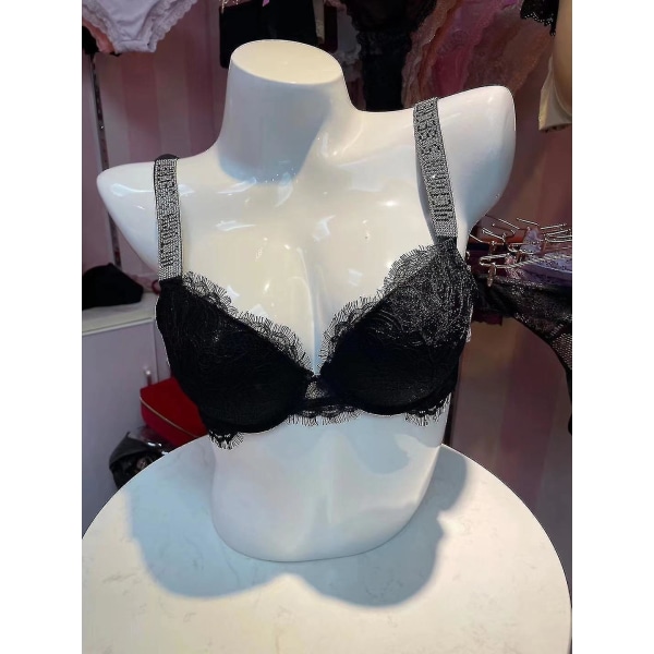 Sexy Undertøy Komfort Damesett Push Up BH 39;s Secret Undertøysett Kvinner 2-delt BLACK 70C