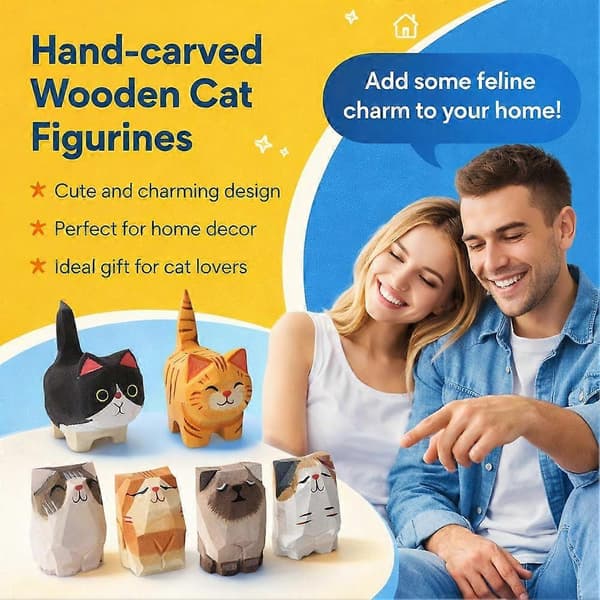 Katt i tre skrivebordspynt - Mini bil dashbordfigur for kontorinnredning E