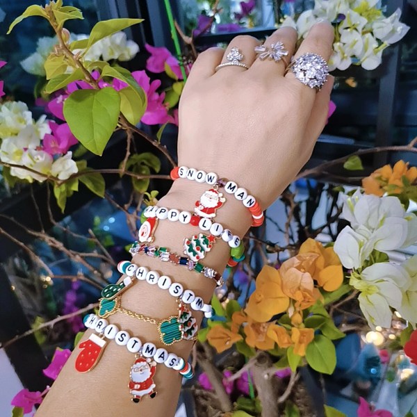 DIY Julklapp juldekorationer 2023 Armband Set för familj Förälder Barn Gåvor Pärlarmband 5