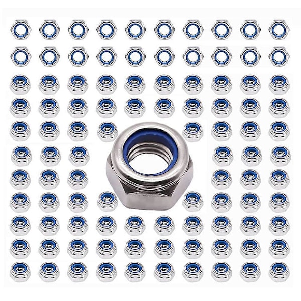 120 stk. låsemuttere M5 x 0,8 mm metrisk sekskantmutter, 304 18-8 rustfrie stålmuttere for industri og Co