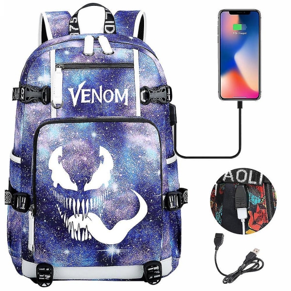 Venom Fashion Tryckt Usb Ungdoms Skolväska (2-114) Color-10