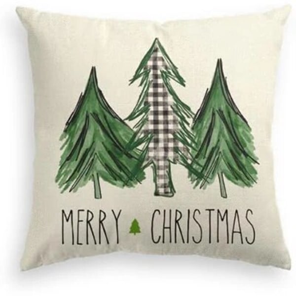 Merry Christmas Tree Motto Grönt Cover Cover Soffa Dekoration örngott 50*50 dekor Style-3 35X35cm