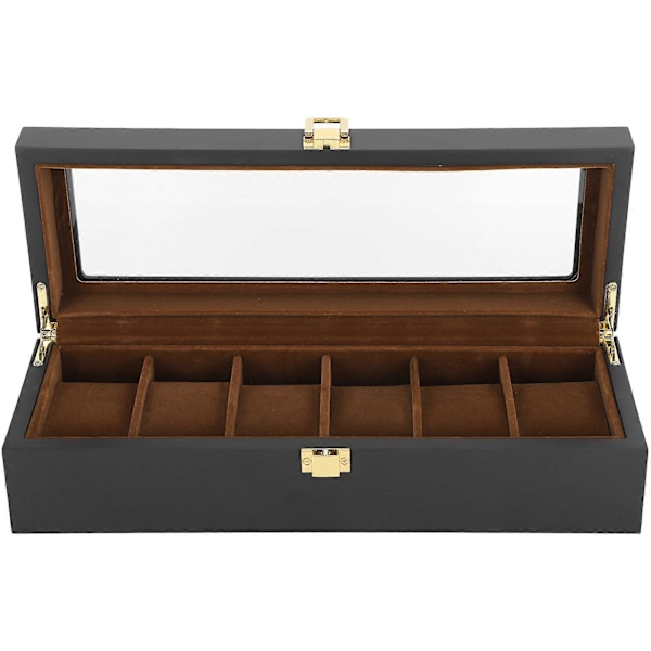 Förvaringslåda för 6 Klockor Herrklockor Samlarhållare Trä Klockdisplay Box Organizer