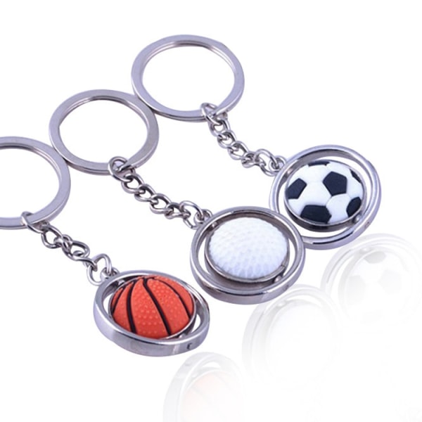 3D roterende mini basketball fodbold nøglering golf nøglering souvenir gave Football-01