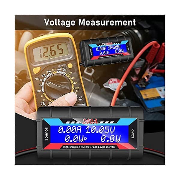2 stk. 200a Strømanalysator Watt Meter Batteriforbrug Ydelsesmonitor Med LCD-baggrundsbelysning Til