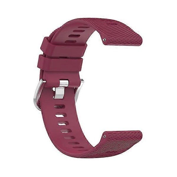 Kompatibel med Garmin Forerunner 255 / Vivoactive 4 Kryssstripet Design 22mm Universell Klokkereim Silikon Erstatningsarmbånd WineRed