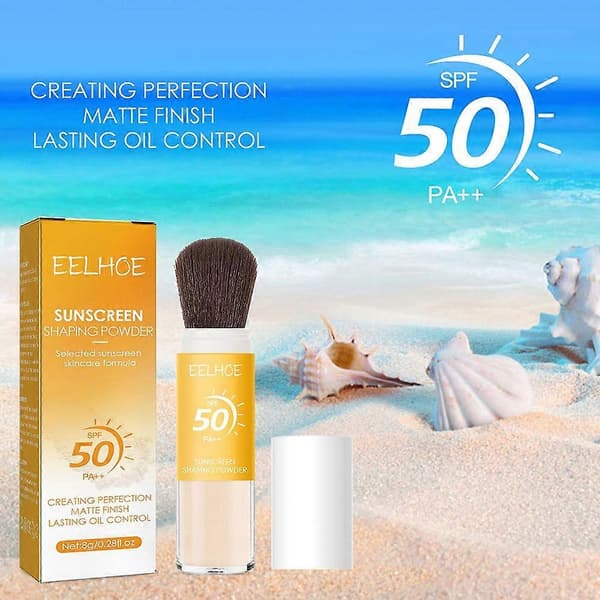 SPF50 Sminke Solkrem Setting Powder Pustende Langvarig Ansiktskomprimert Setting Powder Ansiktskosmetikk 3pcs