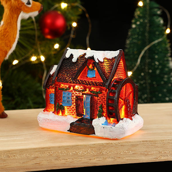 Juldekorationer harts Jul litet hus mikrolandskap lysande snöhus ornament julklappar style 20