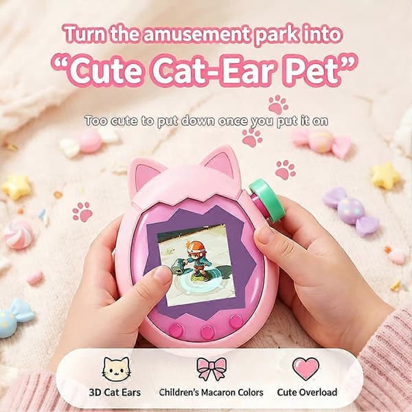 För Tamagotchi Nöjespark Silikon Skyddsfodral Söt Kattöron Design sky blue