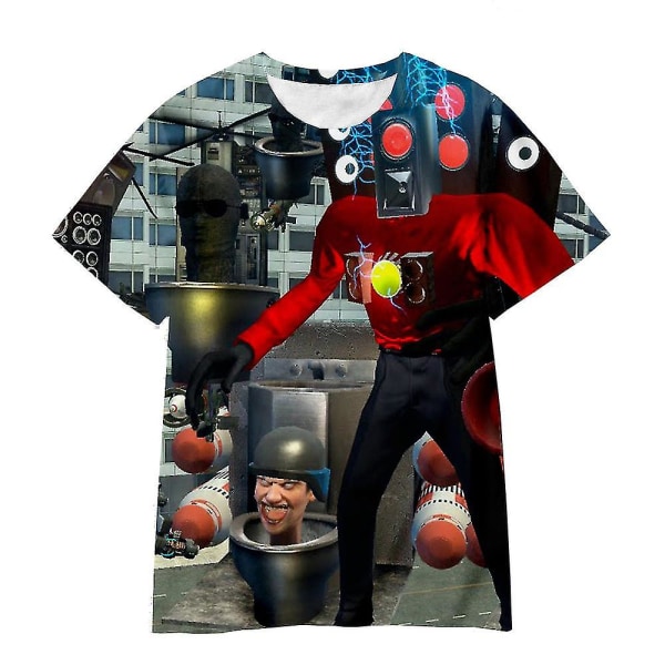 Skibidi Toalett T-shirt Anime Spelkläder Pojkar Flickor Kläder Mode Harajuku Tee Sommar 3d Tryck Barn T-shirt Streetwear Toppar 160CM Skibidi Toilet-1