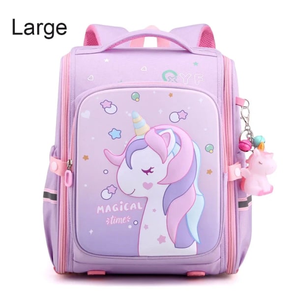 Ny Jenter Skoleveske Barne Rosa Unicorn Print Ryggsekk Barnehage Student Skoleveske Vanntett skoleveske purple large