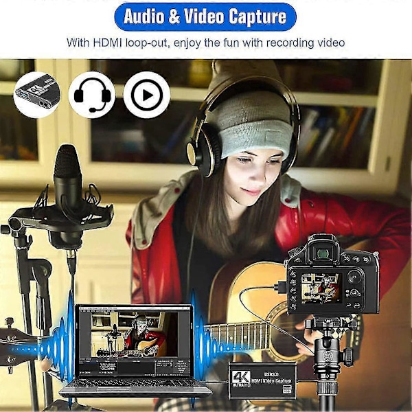Videoopptak Kort, Switch Opptak Kort for Switch, 4K 1080P 60FPS for Streaming Video Opptak