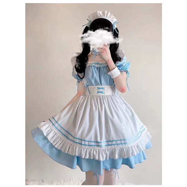 2022 Musta Söpö Lolita-piikatytön asu Tytöt Naiset Ihana Piika Cosplay-asu Animaatioesitys Japanilainen asu Mekko Vaatteet blue XXL
