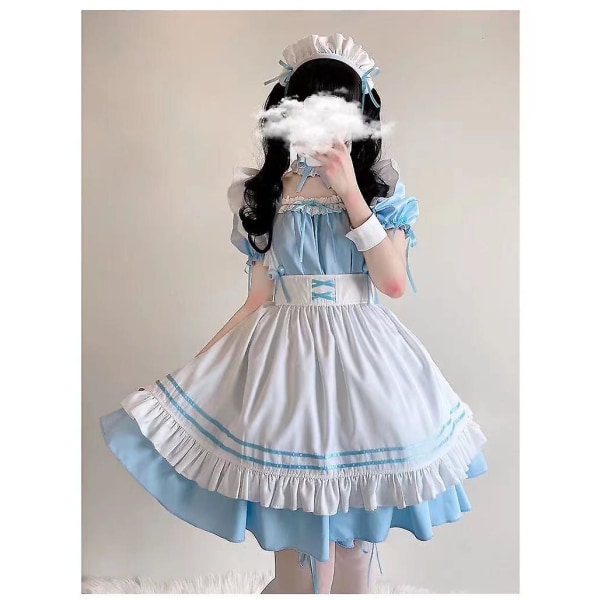 2022 Sort Sød Lolita Maid Kostumer Piger Kvinder Lovely Maid Cosplay Kostume Animation Vis japansk outfit Kjole Tøj blue XXL