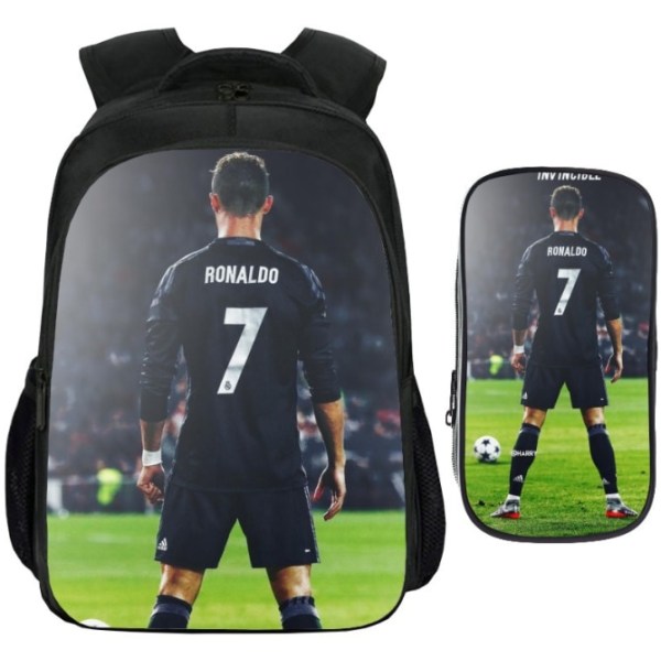 16\" Fotbollsstjärna Messi Ronaldo Skolväska White 16 Inches