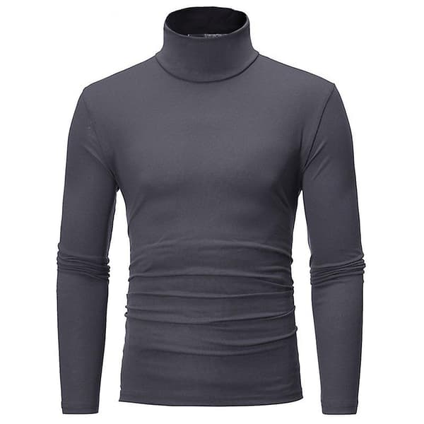 Polo med hög krage för män, enfärgad, smal, elastisk, tunn, pullover, vår, höst, underkläder, polotröja, herrstickad blus, baströja, topp Deep blue 2 L