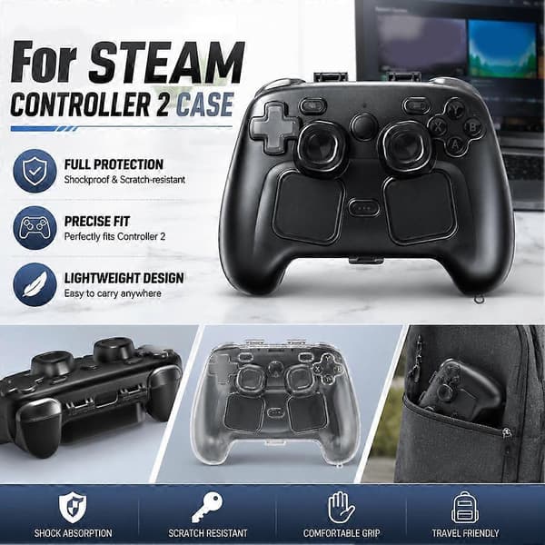Klart skyddsfodral för Steam Controller 2 - Reptåligt Transparent