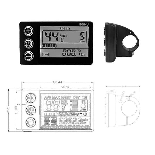 24V 36V 48V 60V S866 Kontroller Panel Dashboard Vandtæt Elektrisk Cykel LCD Display til Elektrisk E