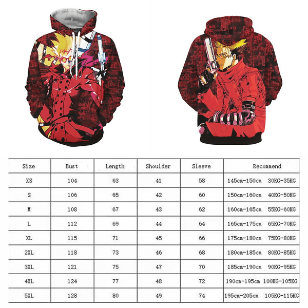 Anime Vash The Stampede Cosplay Trigun Cosplay Kostym För Barn Vuxen Hoodie Trench Halloween Barn Vardagskläder Karneval XL
