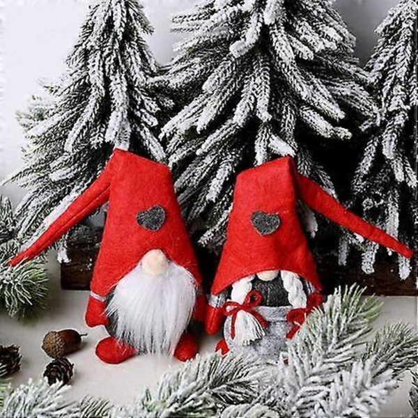 Julegnom Skandinavisk Julefigur tomte nisse, Svensk Gnom, Juledekoration, Svensk Julemand Sæt med 2
