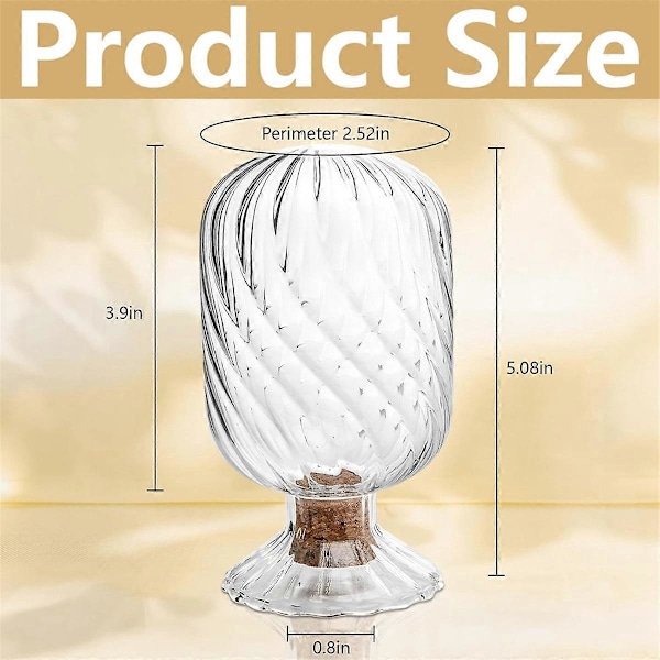 2 Set Helixformad Tändstickshållare, Glas Tändsticks-cloche för 4 tum
