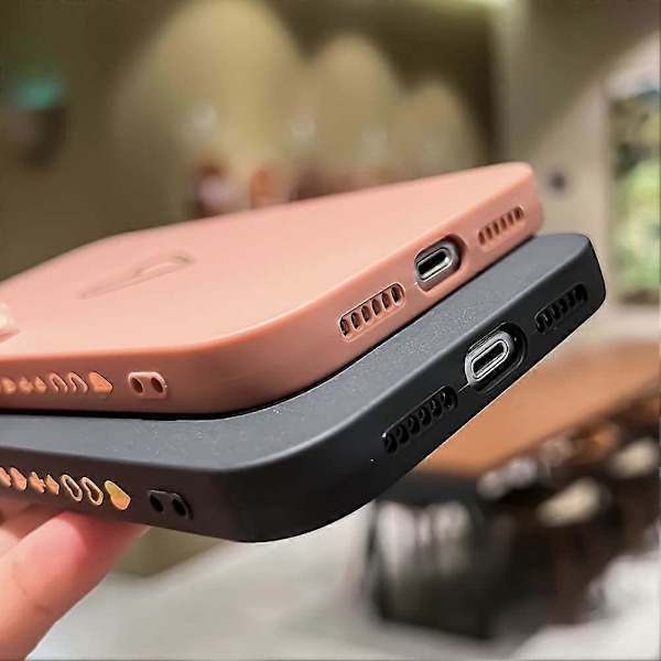 Sött Bling för iPhone XR, Guld Laser Gradient Färg Skiss Plätering Kärlek Hjärta Skal med Linsskydd för Kamera, Mjukt