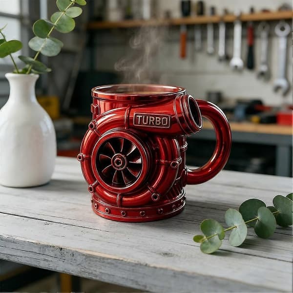 Retro Engine Krus, V8 Engine Turbo Krus - 3D Mekanisk HO Kopp T Kaffe E0Z4 C