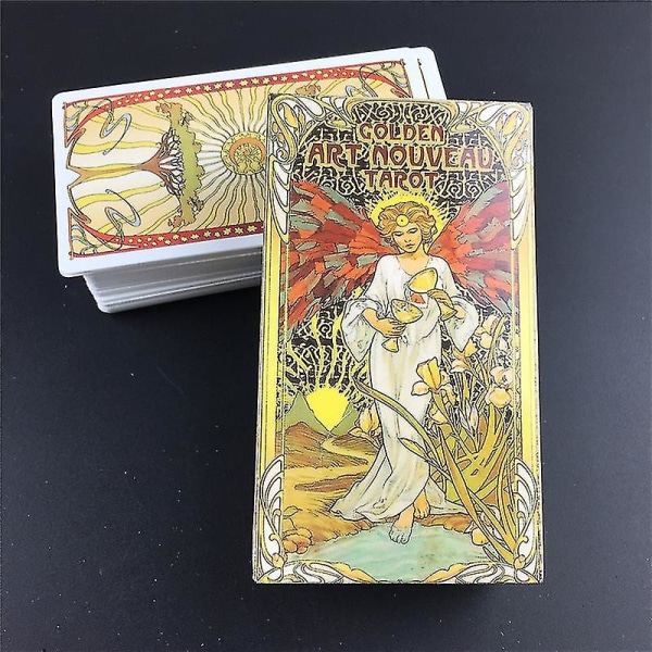 Nye gylne jugendstil tarotkort og guidebokkortstokker Spille spill Skjebnespådomskort44stk Ts05