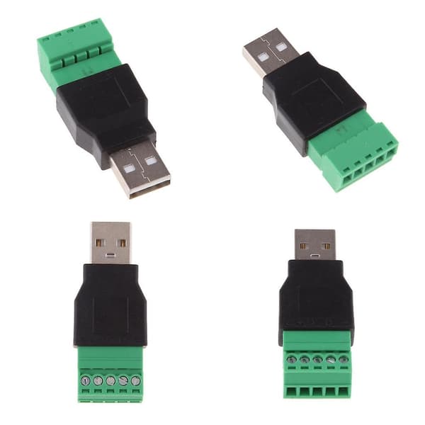 4x USB 2.0 Type A uros - 5-nastainen ruuviliitinsovitin