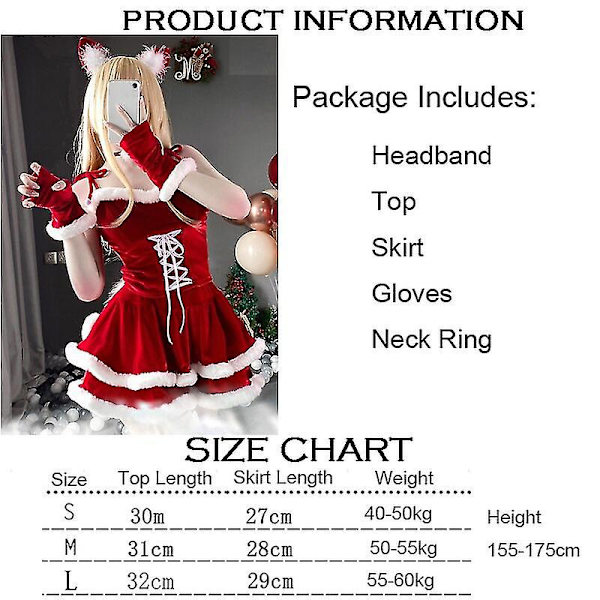 Jultomte-serie Kostym Julfest Snö Älg Flicka Röd Klänning Cape Rep Uniform Pyjamas 6