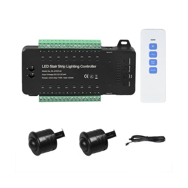 Trappe LED bevægelsessensor controller DC12V 24V 16 kanaler indendørs PIR natlys dæmper til trapper Fl