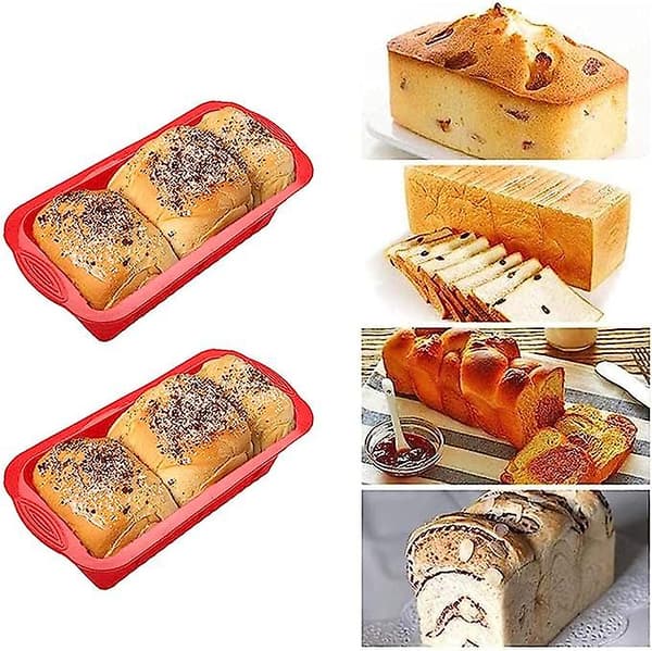2 STK Rektangulær Silikoneform til Brød, Rektangulære Silikoneforme til Bagning af Brød og Kager, Stor Non-Stick Bageform til Brød og Quiche
