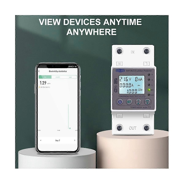 63A WIFI Smart Bryter TUYA Energimåler Kwh Måling Strømbryter Timer med Spenning Strøm