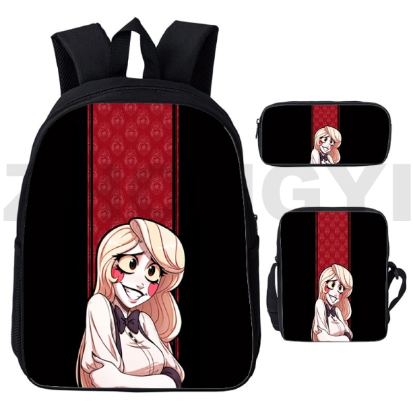 Tecknad Hazbin Ryggsäck Herr Sport Skolväska Set om 3 Hazbin30 3 Pcs Set 16 inch