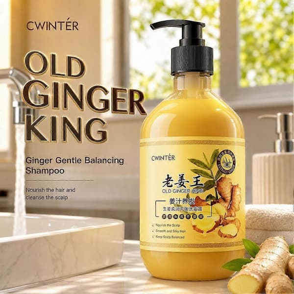 Ingefærshampoo til fedtet hår - 500 ml hovedbundsbalancerende hårpleje