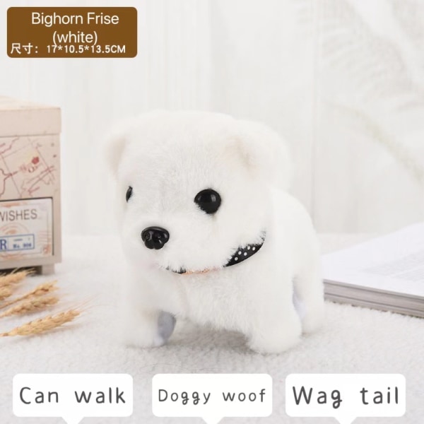 Smart Gående Elektrisk Plyschleksak Teddy Robot Hund Leksak Valp Plysch Julklapp Labrador White