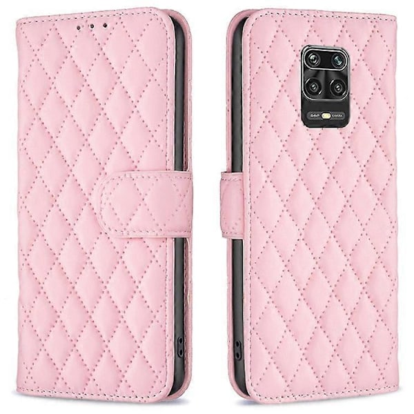 BINFEN COLOR Yhteensopiva Xiaomi Redmi Note 9 Pro 4G / Note 9 Pro Max / Note 9S 4G BF Style-14 -kuvioitu rombikuvioinen PU-nahka Pink
