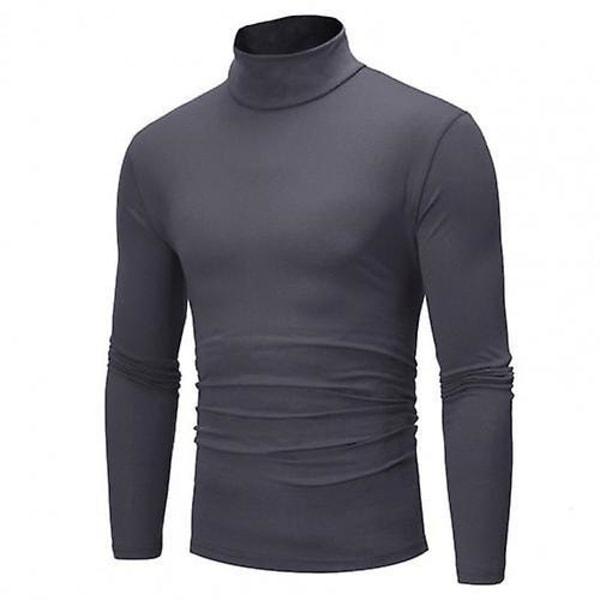 Toppar Tröjor Stickad Pullover Långärmad Polokrage Herr Pullover Mjuk Stretchig Stickad Tröja För Höst Vinter Stickade Tröjor Dark Gray M