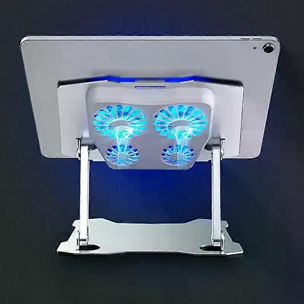 Gaming Nettbrettstativ med 4 Vifter Justerbart Ergonomisk Lavt Støynivå Fritt Løfteholder for iPad Nettbrett Brakett Spill Nettbrettholder