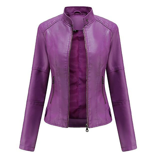 Skinnjacka för damer, avslappnad modell med dragkedja, finns i 6 färger purple XL