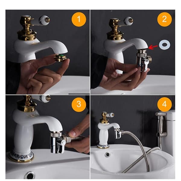 2-i-1 Mässing Bidé Duschmunstycken Avledningsventiler Kranar T-adapter Pip