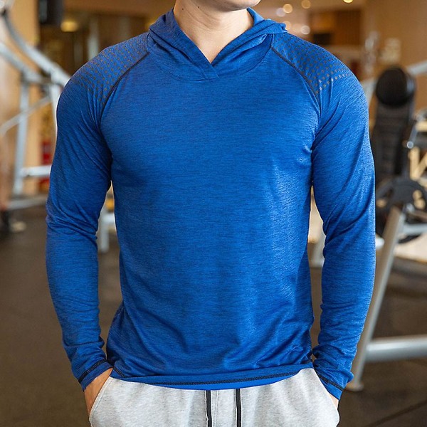 Herrjacka Luvtröjor Långärmade T-shirts Löpningsträningskläder Snabbtorkande sport-tröja för män som andas