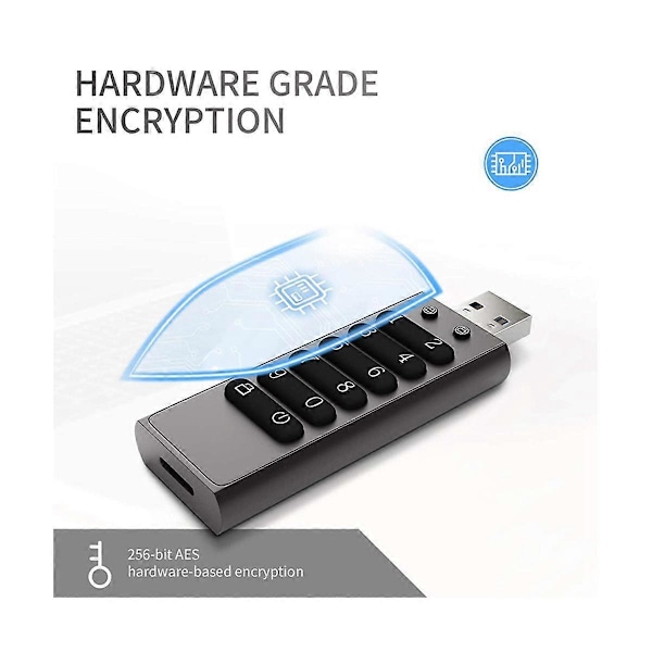 USB-drev, 64 GB krypteret USB-flashdrev Hardware-adgangskode Memory Stick med tastatur U Disk Flash