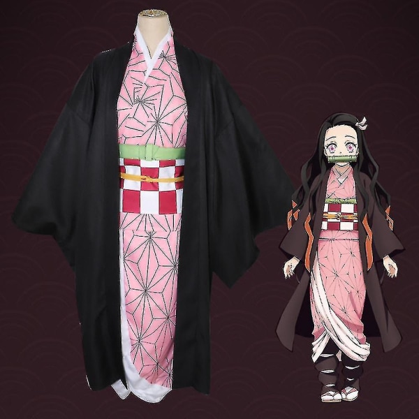 Lasten Demon Slayer Animaatio Cosplay-asu Tanjirou Nezuko set -autoeuro R_o High Quality Kamado Nezuko 160